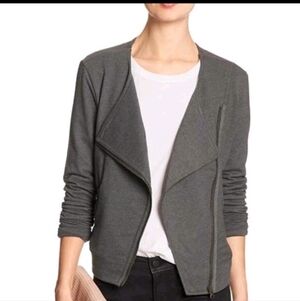 Banana Republic Moto Zip Jacket Womens XL Asymmetric Zip Pockets Charcoal Gray